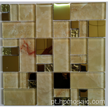 Mosaico de vidro laminado eletroplinado da mistura de ouro